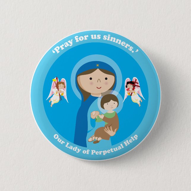 Our Lady of Perpetual Help 6 Cm Round Badge (Front)