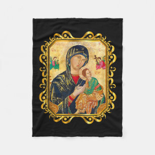 Our Lady Of Perpetual Help Blessed Mother Mary Cat Fleece Blanket