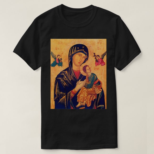 Our Lady of Perpetual Help Byzantine icon T-Shirt (Design Front)