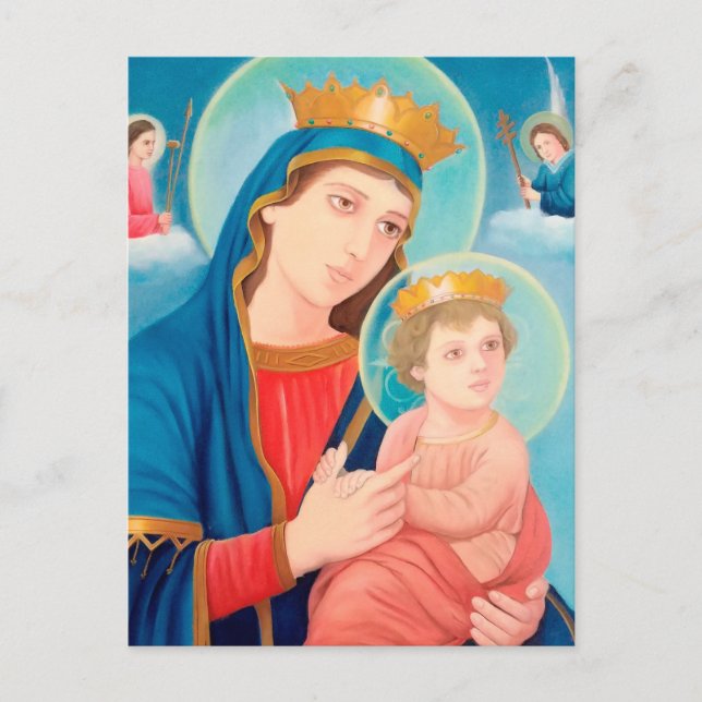 Our Lady of Perpetual Help Catholic Holiday Postcard (Front)