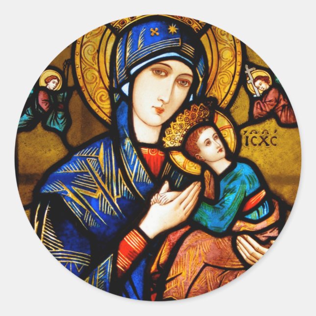 our lady of perpetual help classic round sticker (Front)