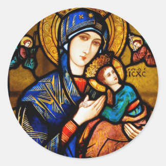 our lady of perpetual help classic round sticker