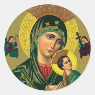 our lady of perpetual help classic round sticker