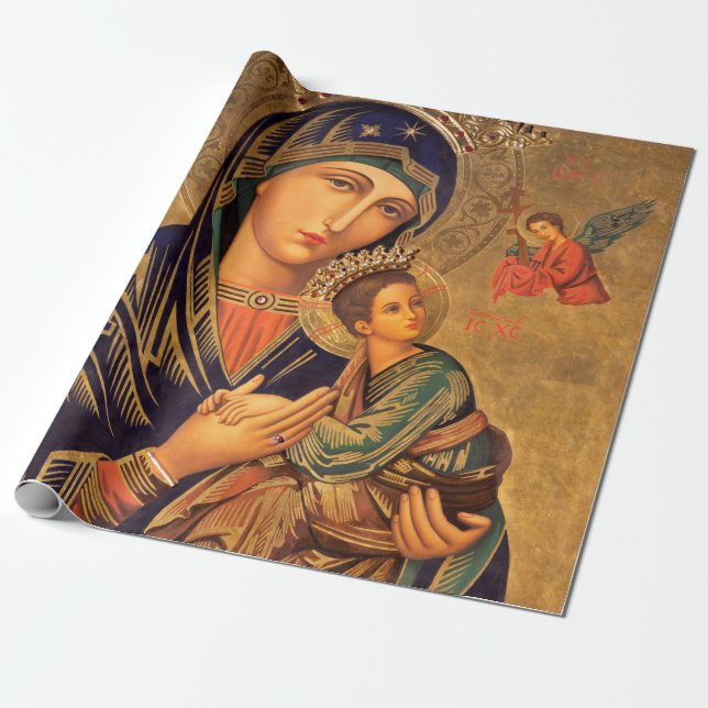 Our Lady Of Perpetual Help Wrapping Paper (Unrolled)