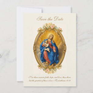 Our Lady of Pompei Catholic floral Save The Date