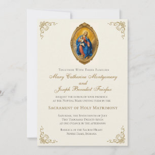 Our Lady of Pompei Catholic Nuptial Mass Wedding Invitation