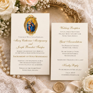 Our Lady of Pompei Catholic Wedding Nuptial Mass Invitation