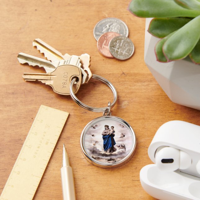 Our Lady of Prompt Succour BW Key Ring (Desk)