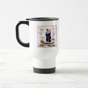 Our Lady of Prompt Succour BW Travel Mug