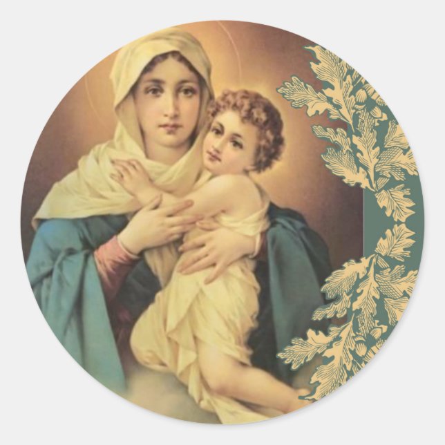 Our Lady of Schoenstatt Virgin Mary Jesus Classic Round Sticker (Front)
