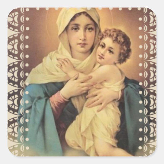 Our Lady of Schoenstatt Virgin Mary Jesus Square Sticker (Front)