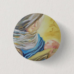 Our Lady of Silence holding baby Jesus 3 Cm Round Badge