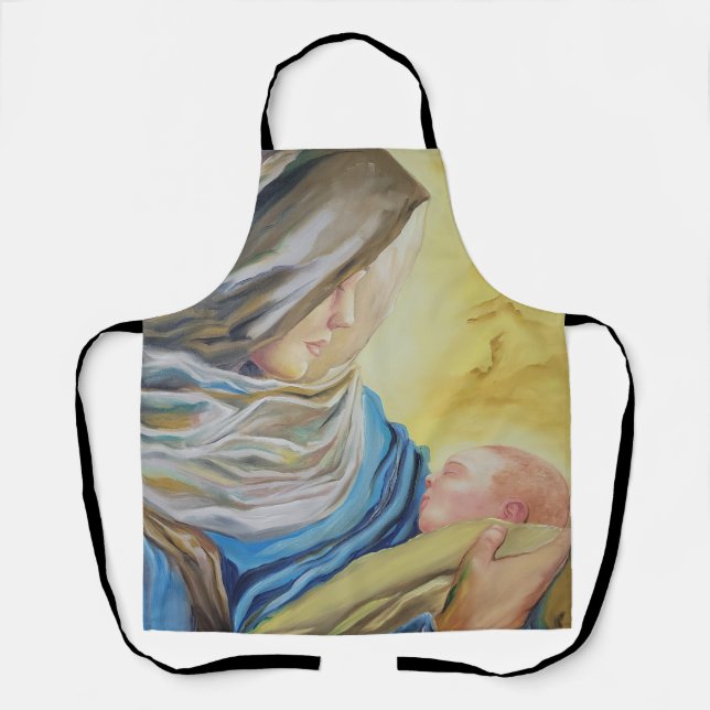 Our Lady of Silence holding baby Jesus Apron (Front)
