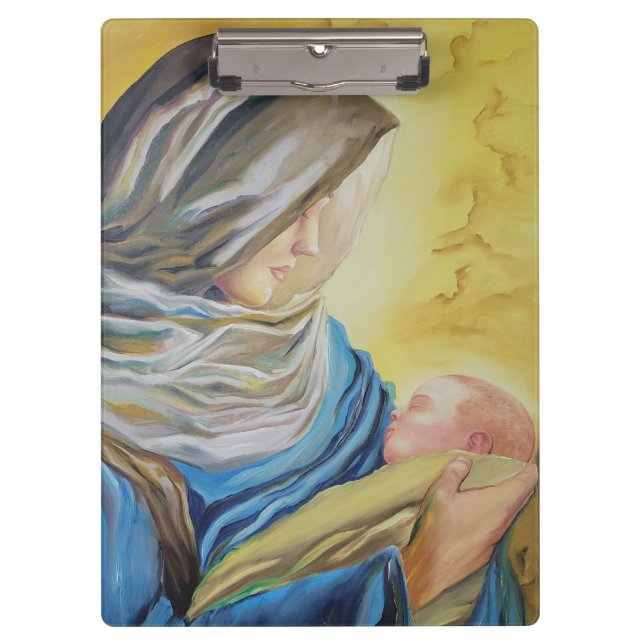 Our Lady of Silence holding baby Jesus Clipboard (Front)