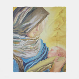 Our Lady of Silence holding baby Jesus Fleece Blanket