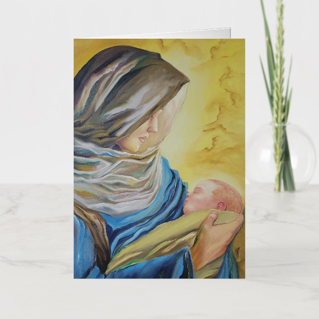 Our Lady of Silence holding baby Jesus Foil Greeting Card (Front)