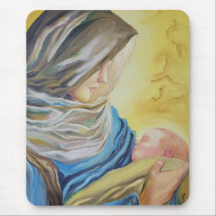 Our Lady of Silence holding baby Jesus Mouse Mat