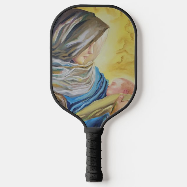 Our Lady of Silence holding baby Jesus Pickleball Paddle (Front)