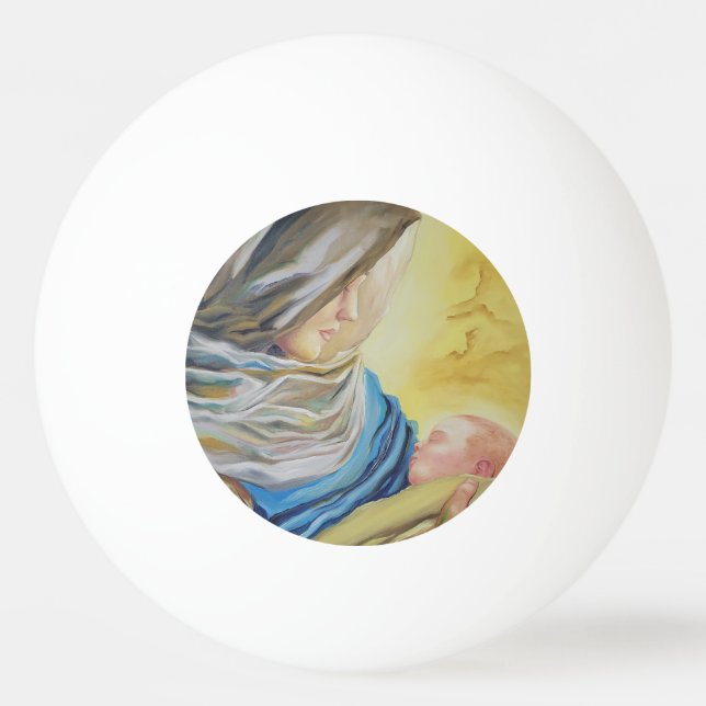 Our Lady of Silence holding baby Jesus Ping Pong Ball (Front)