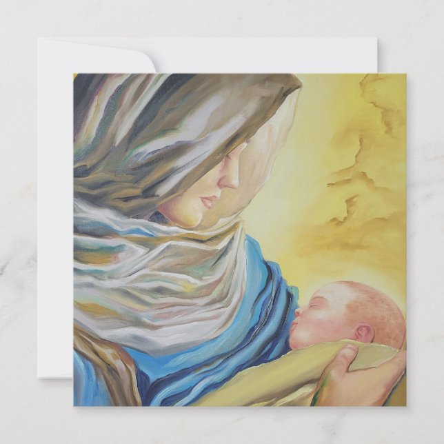 Our Lady of Silence holding baby Jesus Save The Date (Front)