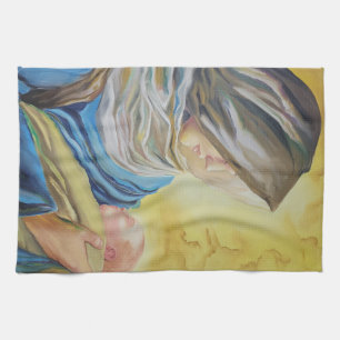 Our Lady of Silence holding baby Jesus Tea Towel
