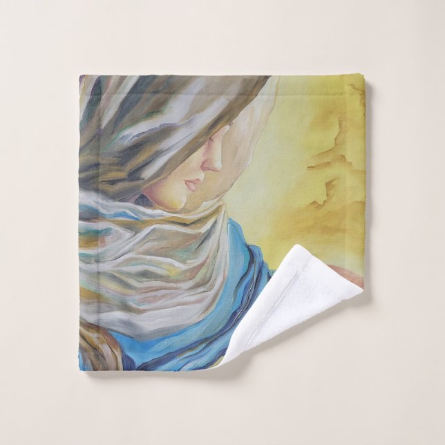 Our Lady of Silence holding baby Jesus Wash Cloth (Wash Cloth)