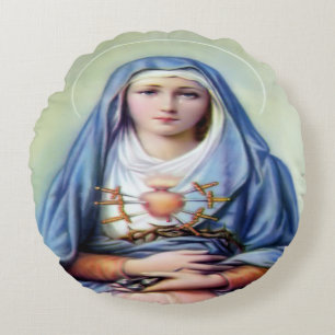 Our Lady of Sorrows Round Cushion