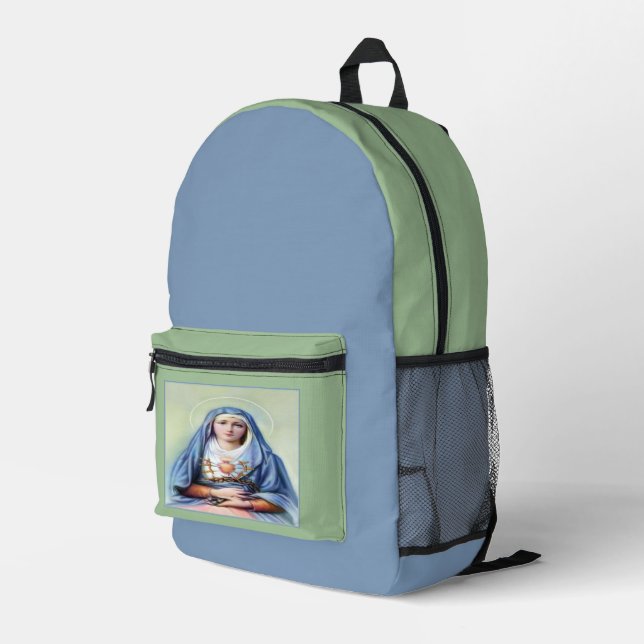 Our Lady of Sorrows with Prayer Printed Backpack (Back Corner Right)