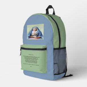 Our Lady of Sorrows with Prayer Printed Backpack