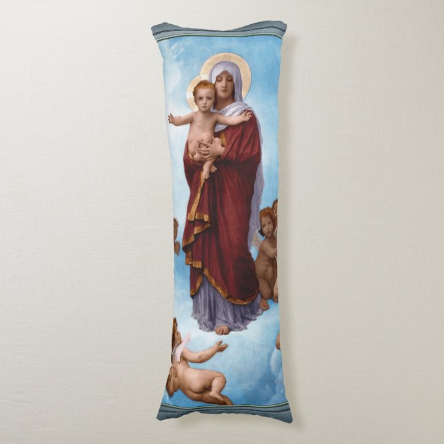 Our Lady of the Angels by William Bouguereau Body Cushion (Front Vertical)