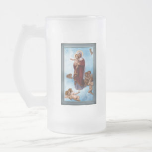 Our Lady of the Angels by William Bouguereau Frosted Glass Beer Mug