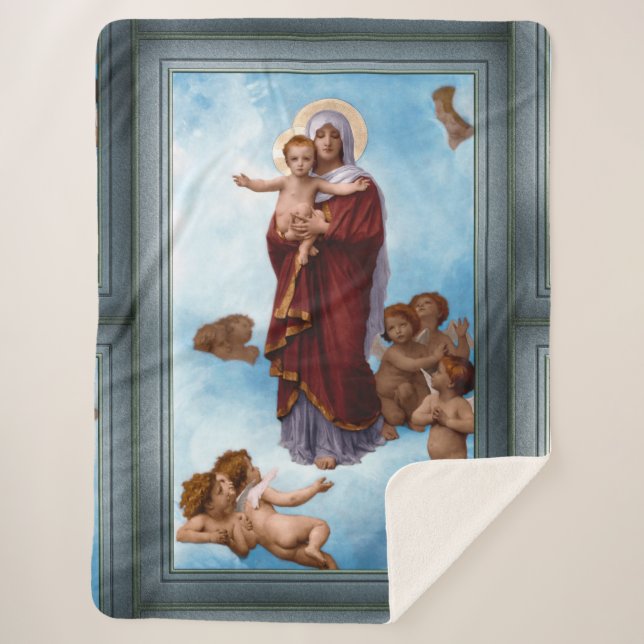 Our Lady of the Angels by William Bouguereau Sherpa Blanket (Front)