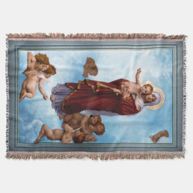 Our Lady of the Angels by William Bouguereau Throw Blanket (Front)