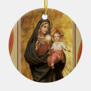 "Our Lady of the Blessed Sacrament with Baby Jesus Ceramic Tree Decoration