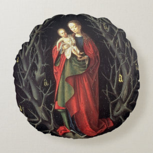 Our Lady of the Dry Tree c.1450 (oil on panel) Round Cushion