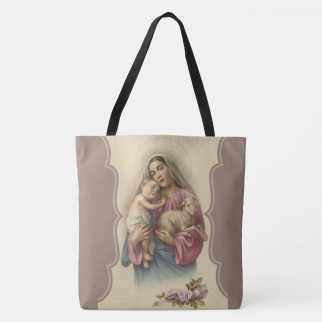 Our Lady of the Good Shepherd Jesus Lamb Tote Bag (Front)