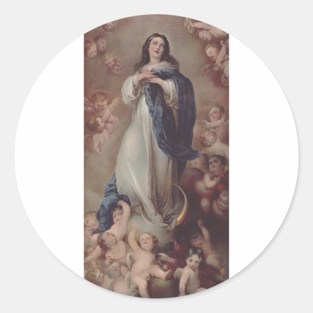 Our Lady of the Immaculate Conception Art Classic Round Sticker (Front)