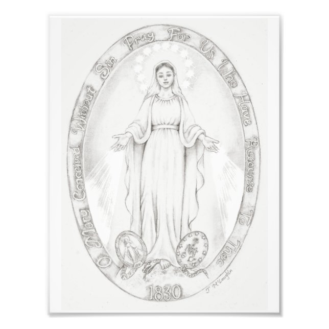 "Our Lady of the Miraculous Medal" Devotional Art Photo Print (Front)