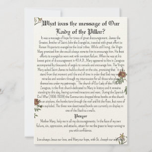 Our Lady of the Pillar Prayer Card