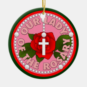 Our Lady of the Rosary Ceramic Tree Decoration