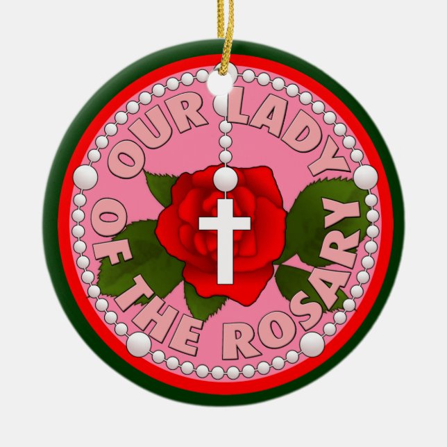 Our Lady of the Rosary Ceramic Tree Decoration (Front)
