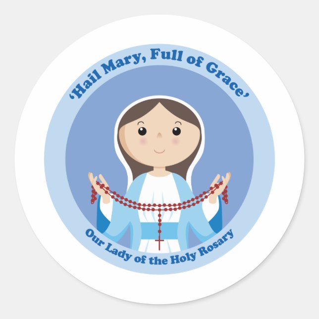 Our Lady of the Rosary Classic Round Sticker (Front)