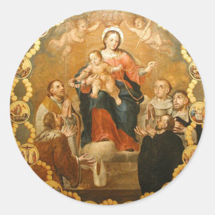 OUR LADY OF THE ROSARY CLASSIC ROUND STICKER