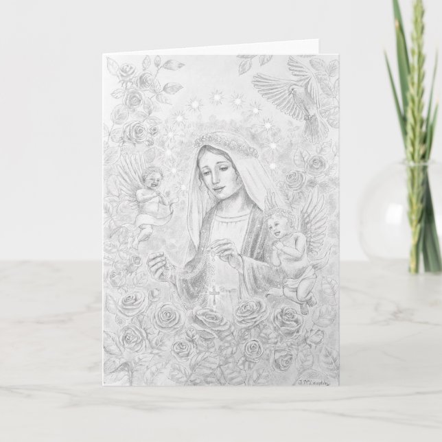 Our Lady of the Rosary, Drawing,  Card (Front)