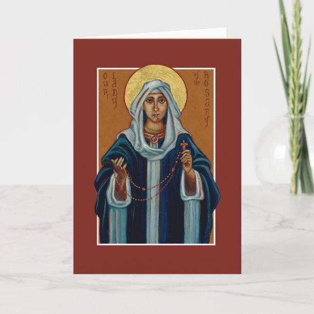 Our Lady of the Rosary (Mary) Icon Blank Note Card (Front)