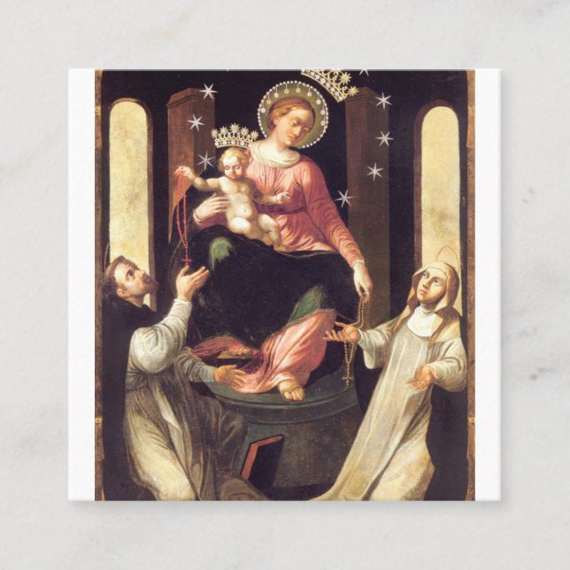 Our Lady Of The Rosary Venerated In Pompeii Square Business Card (Front)