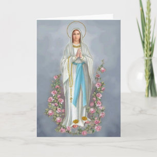 Our Lady of the Rosary w/roses Card