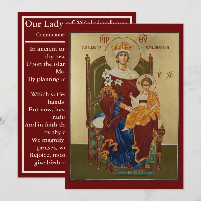 Our Lady of Walsingham prayer card (Front/Back)