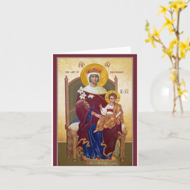 Our Lady Of Walsingham - The Theotokos  Card (Yellow Flower)