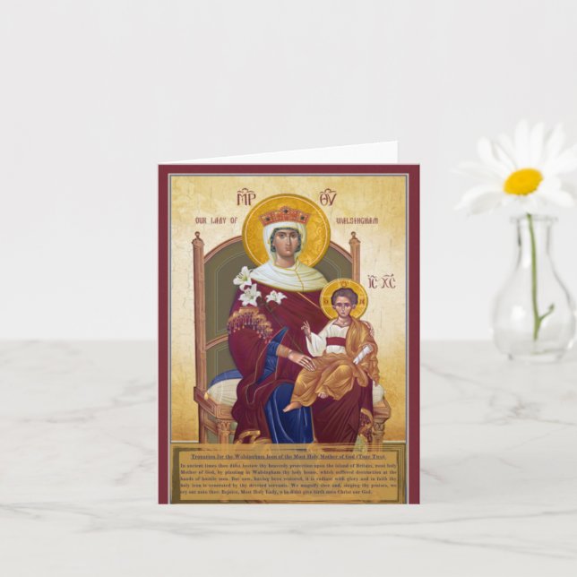 Our Lady Of Walsingham With Troparion Tone Two   Card (Small Plant)
